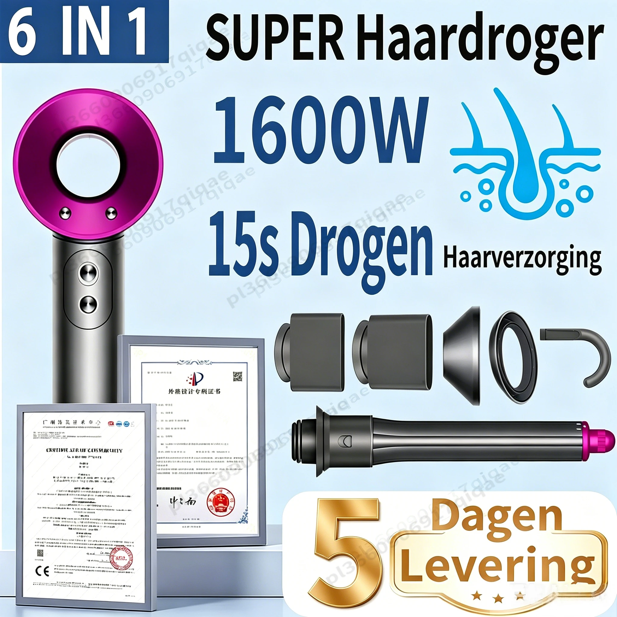 SenCiciMen 1600W Krachtige professionele bladloze haardroger 200 miljoen anionen Negatieve ionen haardroger Haarverzorging Toeristische haardroger Thuis Krachtige föhn Styling Tools Vakantiecadeau