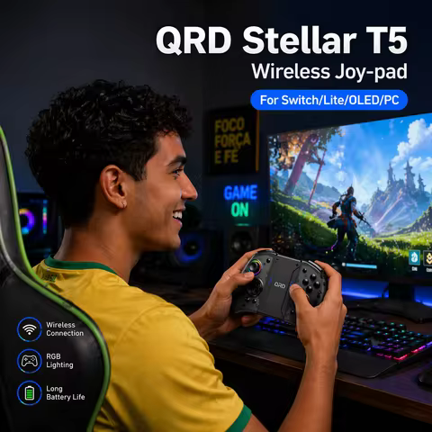 Controlador Para Nitendo Switch2/Switch/Lite/Oled Joystick Sem Fio Para PC IOS Androide QRD Stellar T5 Gamepad Efeito