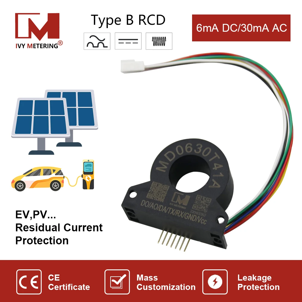 MD0630T41A 100mA Differential RCD EV Type B 6mA 30mA Residual Current Leakage Protection Device