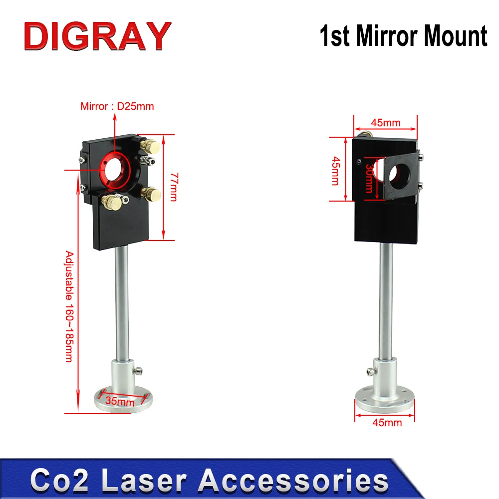 DIGRAY Co2 Laser Head First Mirror Mount Dia.25mm Reflective Mirror Integrative Mount for Laser Engraving and Cutting Machine