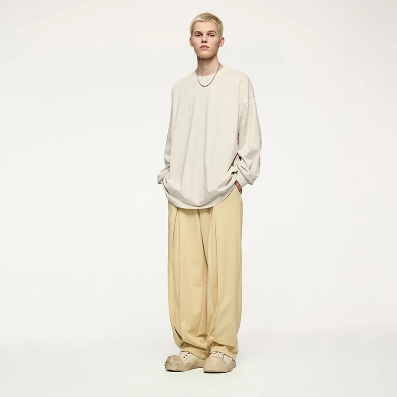 INFLATION Casual Solid Sweatpants Unisex Oversized Wide Leg Pants Streetwear Loose Straight Pants Mens Trousers