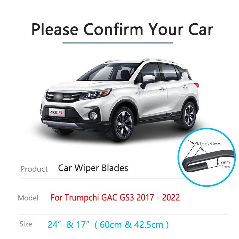 For Trumpchi GAC GS3 2017 2018 2019 2020 2021 2022 Front Wipers Blades Window Brushes Windscreen Windshield Cleaning Accessories