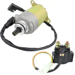 Starter Motor And Solenoid Relay Fit for GY6 Engine 125CC 150CC ATV Scooter Moped Go Kart Quad 4 Wheelers Taotao SUNL Coolster