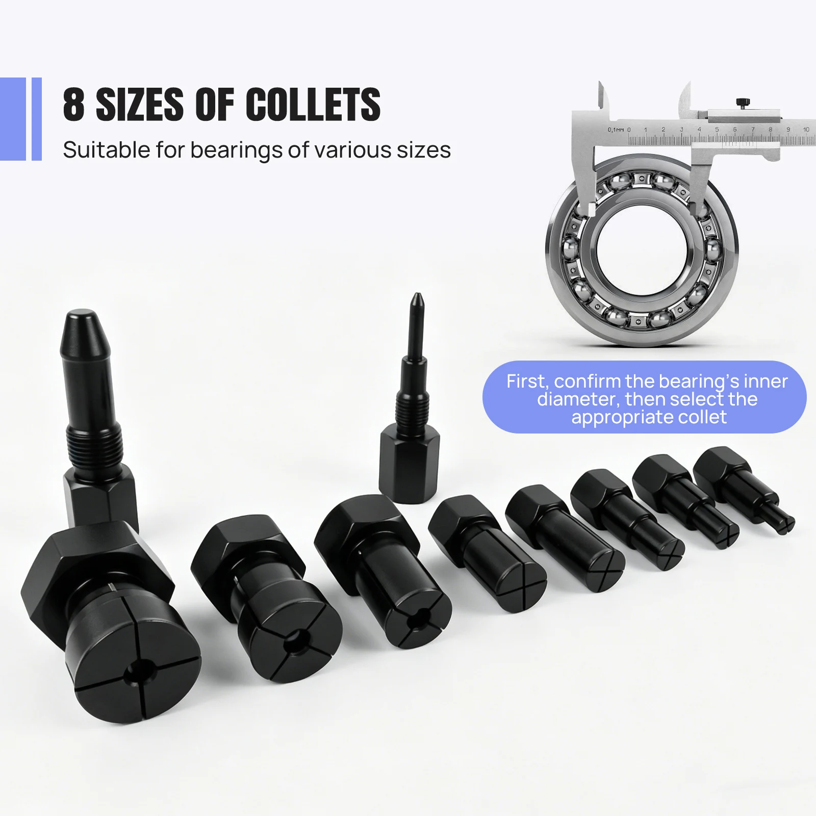 Blue bearing puller set 8-32mm specification and dimensions overview