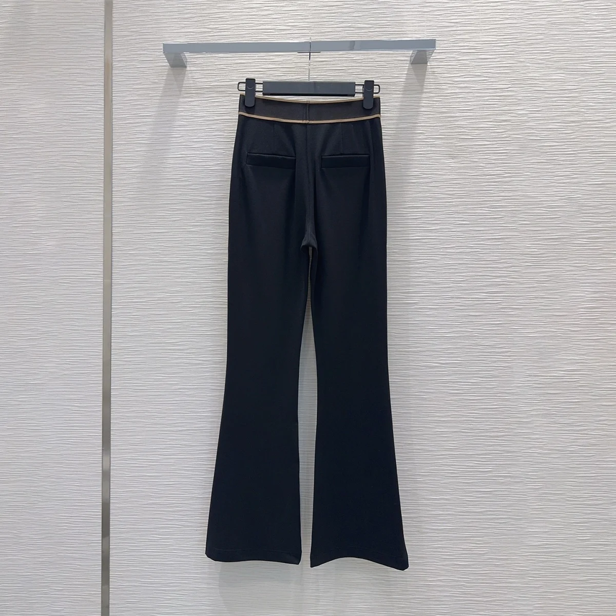 2026 high-quality women's high waisted elastic waisted slim fit leg length knitted casual flared pants--hb806