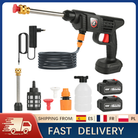 50Bar Car Washer Gun 20000mAh Battery Wireless High Pressure Foam Producer Cordless Car Water Gun for Auto Home Garden Cleaning