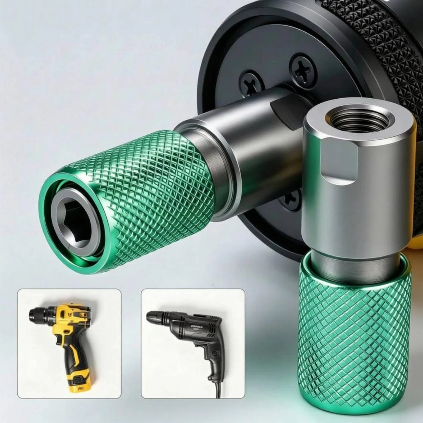 Hex Socket Adapter Knurled Grip Self-Locking Drill Adapter Rapid-Engage Drill Chuck Converter Drill Chuck Adapter