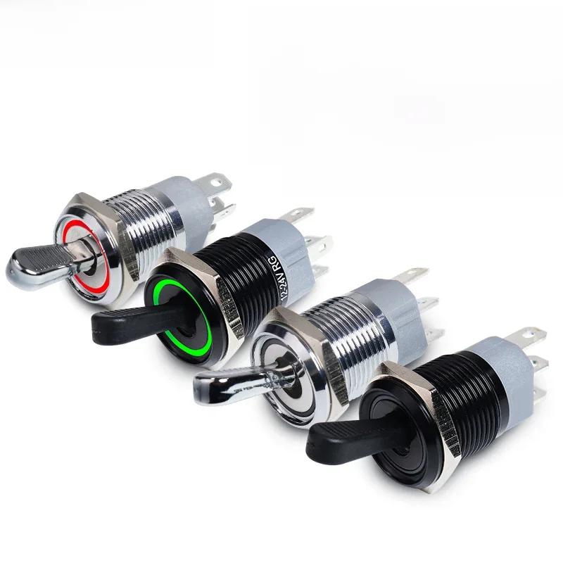 16MM Metalowy przełącznik dwupozycyjny Wodoodporny LED Samoblokujący 2-pozycyjny mikroprzełącznik włączania i wyłączania 1NO1NC 15A 12V 220V 3pin/5pin — zdjęcie 2