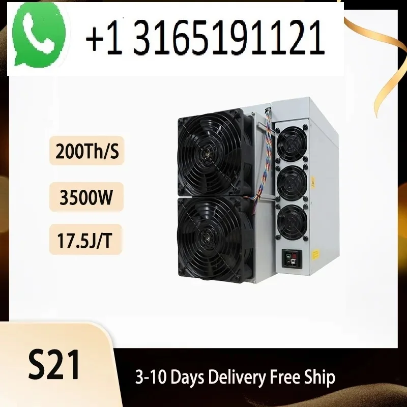 A. BEST OFFER BUY 5 GET 3 FREE New Antminer S21 200T 3500w Bitcoin Miner Bitmain S21 17.5J/T Asic Miner BTC Crypto Miner