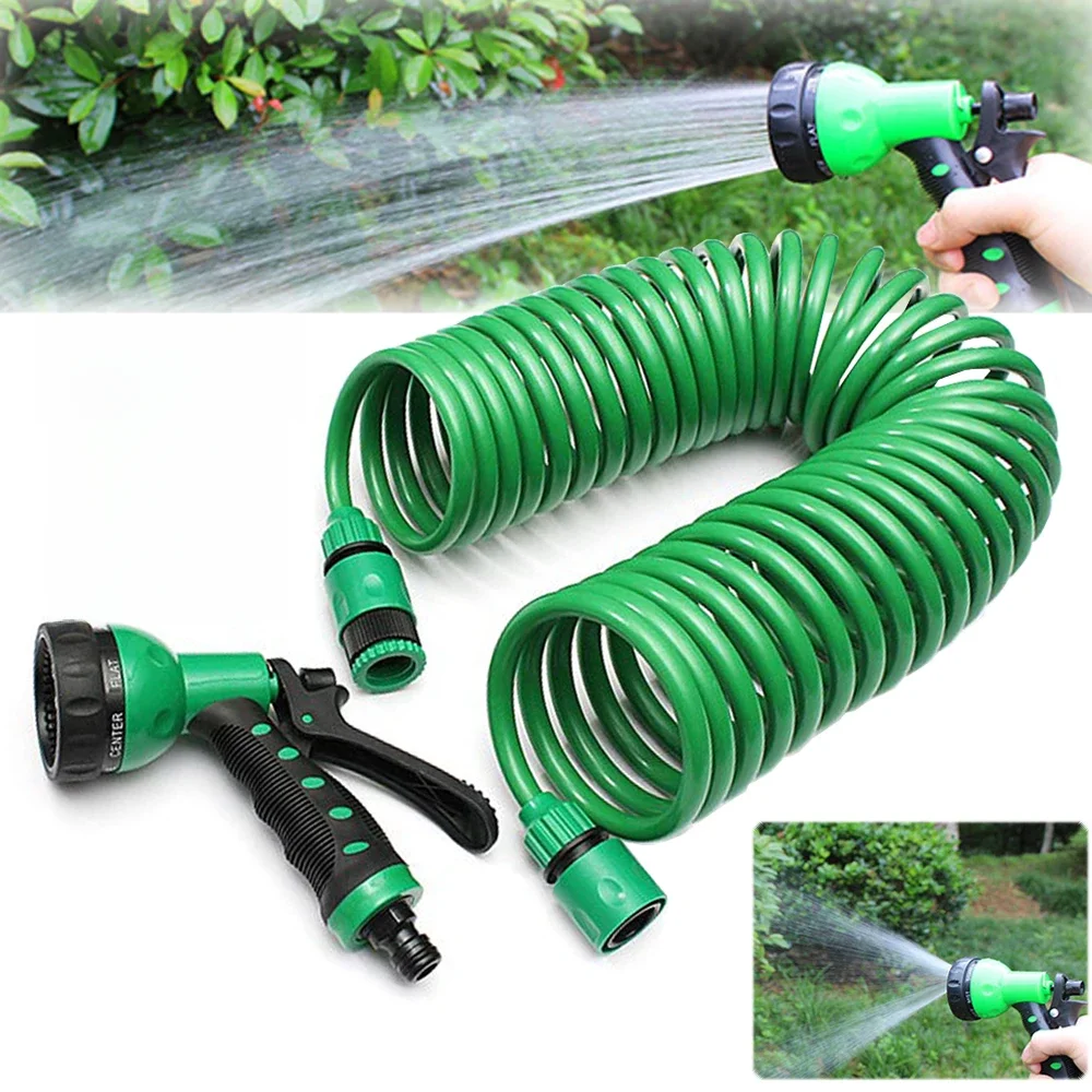7.5M/15M/30M bobine rétractable magique Flexible tuyau d'eau de jardin nettoyage de voiture tuyau à ressort tuyau en plastique arrosage des plantes avec pistolet de pulvérisation