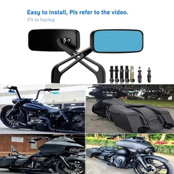 HwaZow Motorcycle Side View Mirror for  Harley Davidson Softail, Sportster, Chopper, Bobber, Touring, Cruiser, Street Bike