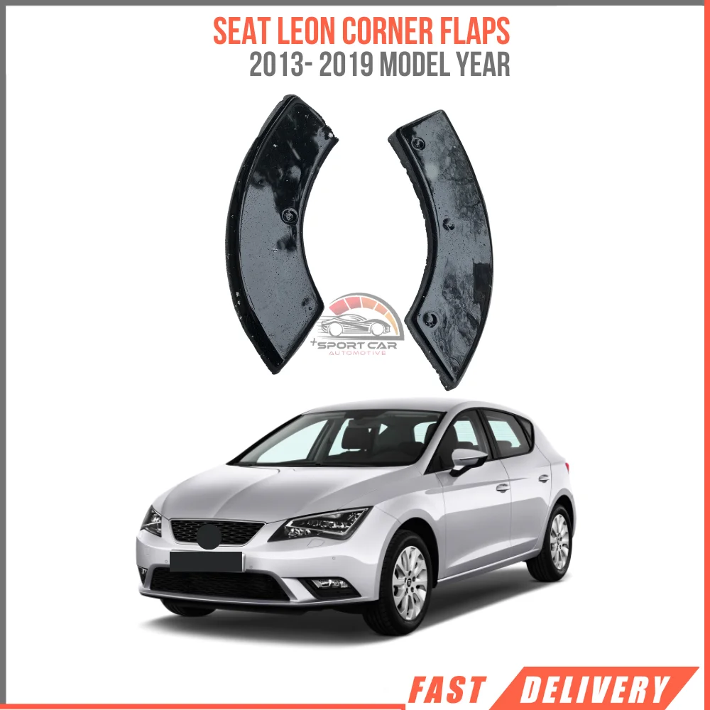 

Corner lip Flaps for Seat Leon MK3 MK3.5 Aero real bumper, piano glossy black, 2013 2014 2015 2016 2017 2018 2019 2020 2021