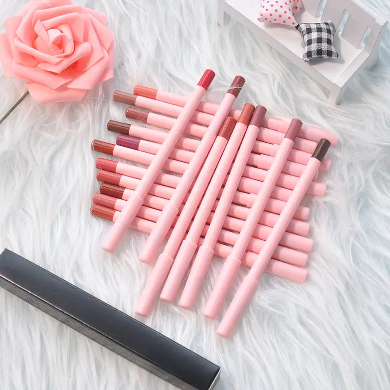 100pcs Private Label Lip Liner Pencil Wholesale Lip Makeup Lipstick Pen Waterproof Lipliner Pink Cosmetics Bulk For Business