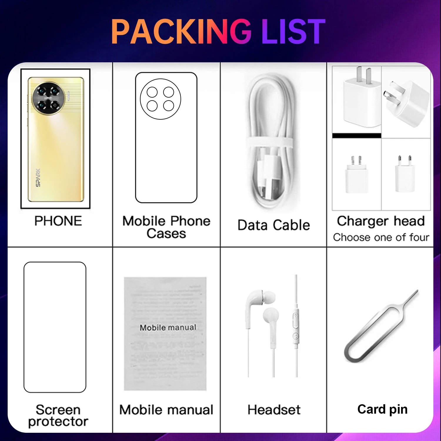 2024 NEW Spark 20 pro+ Smartphone 7.6 inch 16G+1T 72MP+108MP Android Mobile Phones Unlocked Celular 7800mAh 5G Network cellphone