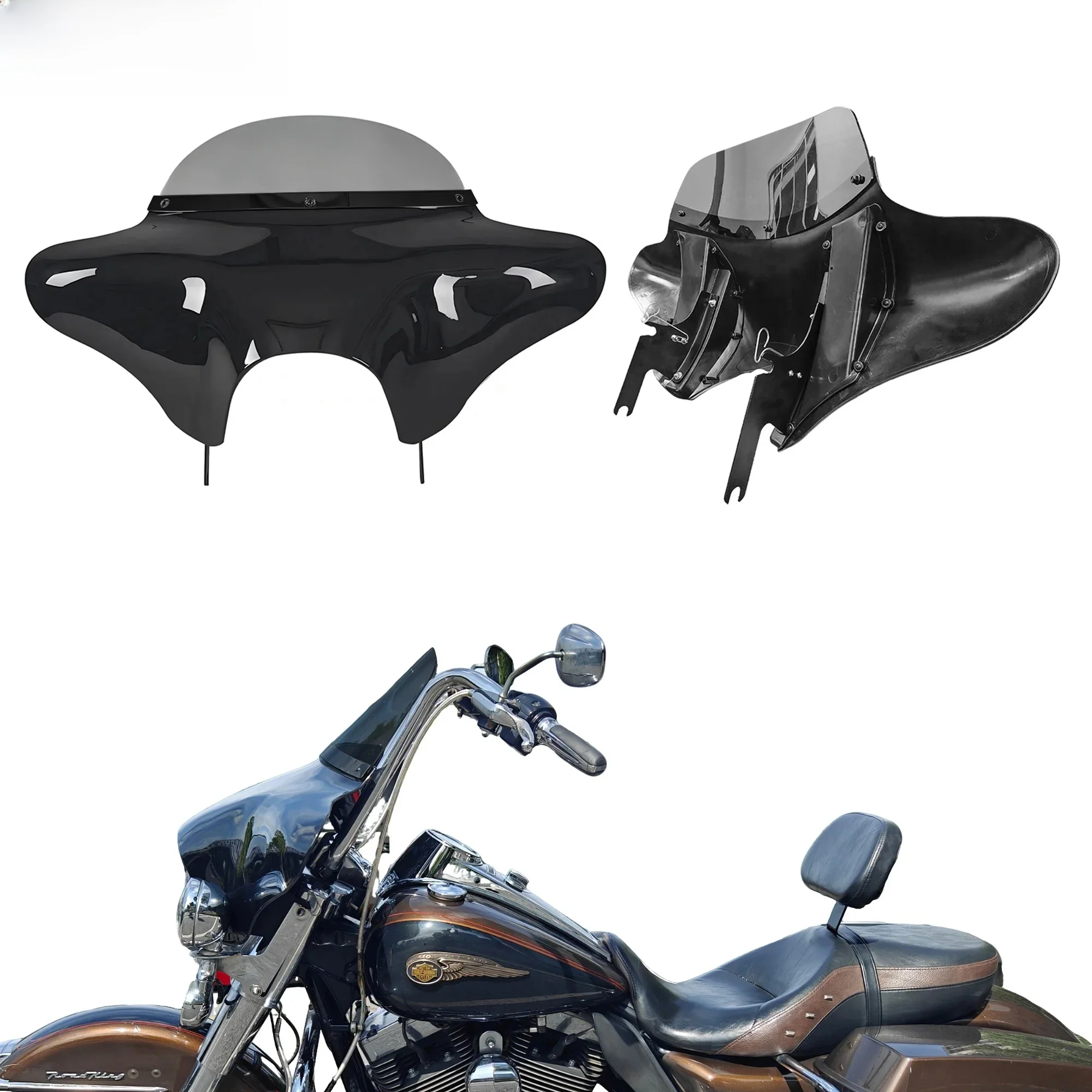 Batwing Fairing Road King czarne wykończenie przedniej szyby dla Harley Touring Road King FLHR 1994-2023 Road King Special FLHRXS 2017-2025 — 2
