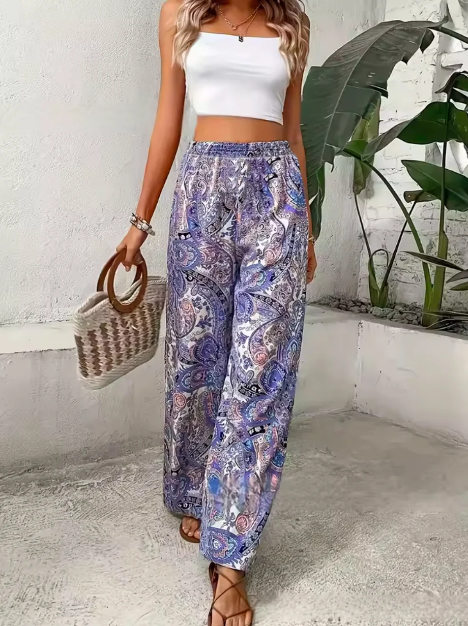 بنطلون نسائي بوهيمي واسع الساق - مراجعة Palazzo Pant Wide وسعره