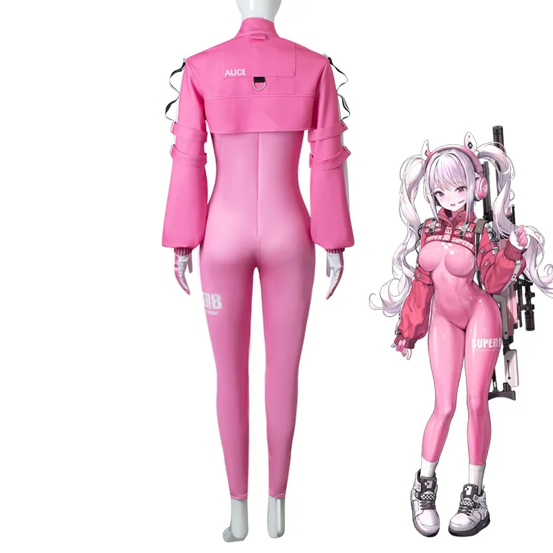 NIKKE アリス コスプレ衣装 勝利の女神 アリス ピンク ボディースーツ ラテックス ジャンプスーツ ジャケット スーツ