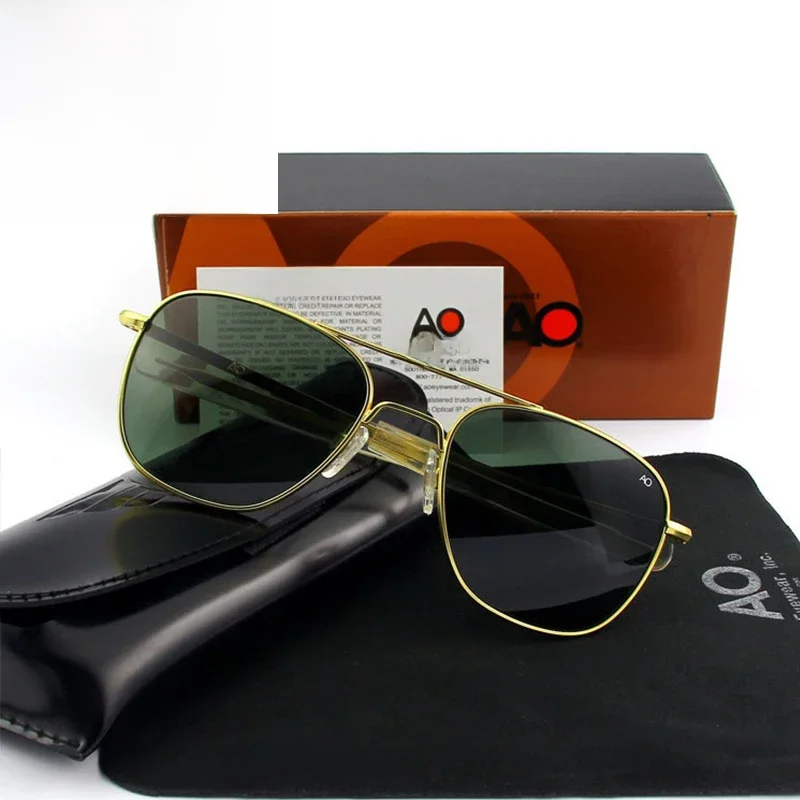 Top Qualität Amerikanischen Armee Military Pilot AO Sonnenbrille Glas Objektiv Männer Marke Designer