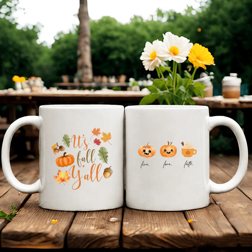 2 pcs 11oz  3A grade  interesting ceramic coffee mug for room Halloween decoration Birthday Christmas Holiday gift Double Sided