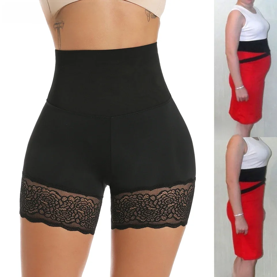 Kobiety urządzenie do modelowania sylwetki spodenki ochronne z wysokim stanem koronkowe figi majtki modelujące brzuch bielizna wyszczuplająca kształtujące szorty bielizna modelująca — zdjęcie 2