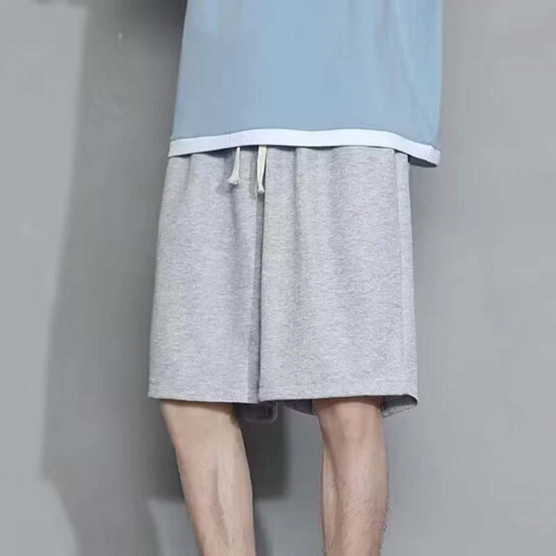 1+1 남성 편안한 착용감 캐주얼 루즈핏 남성용 허리 스트링 밴딩 5부 스포츠 반바지 HP... - 2