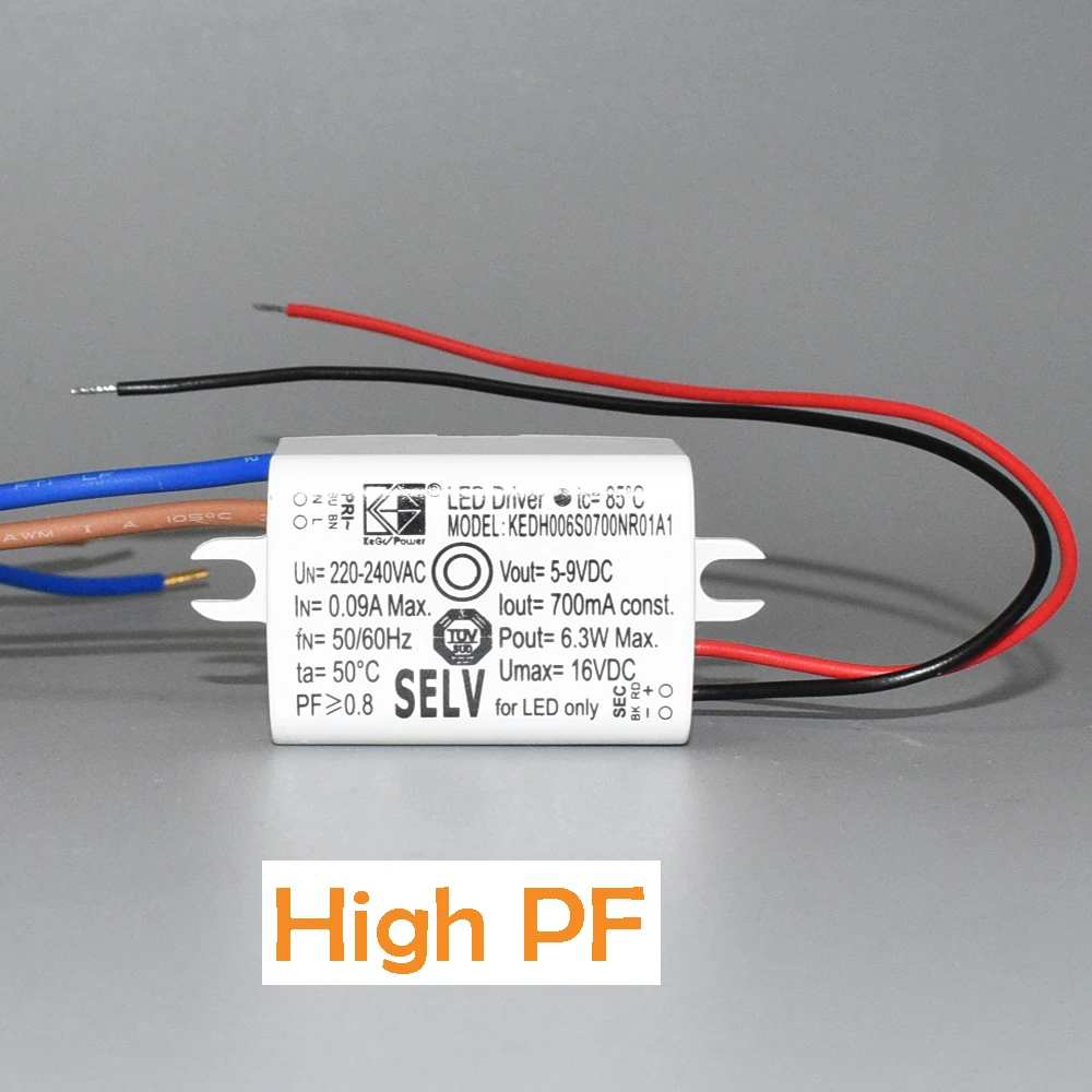 4W 5W 6W 7W Small Mini LED Driver 150mA 250mA 300mA 350mA 500mA 700mA Constant Current Power Supply High PFC SELV for COB Chips