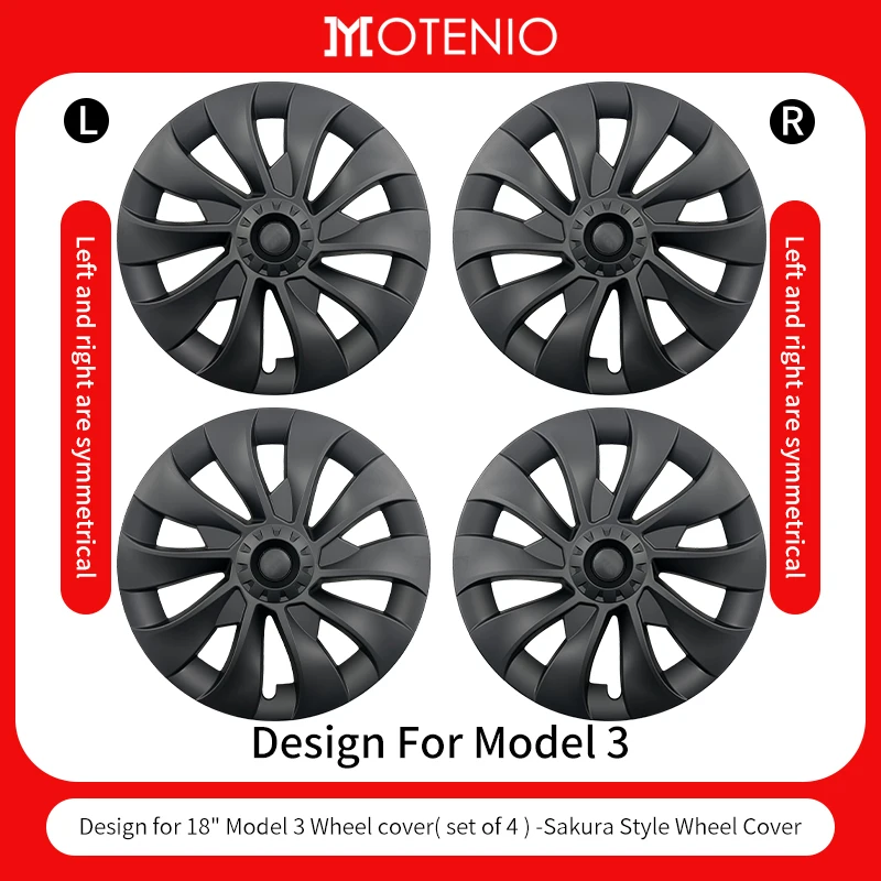 4 Stuks Voor Tesla Model 3 2017-2023 18 Inch Sakura Wieldoppen Wieldoppen Wiel Vervanging Hub Cap Volledige Velg cover Accessoires