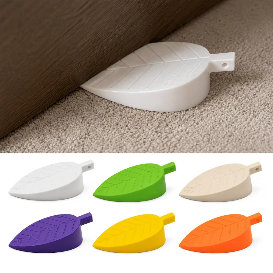 1/4 Pcs Leaf Shape Silicone Door Stop Wedge, Anti-Slip Base Silent Door Stopper, Windproof Movable Door Holder for Home Office