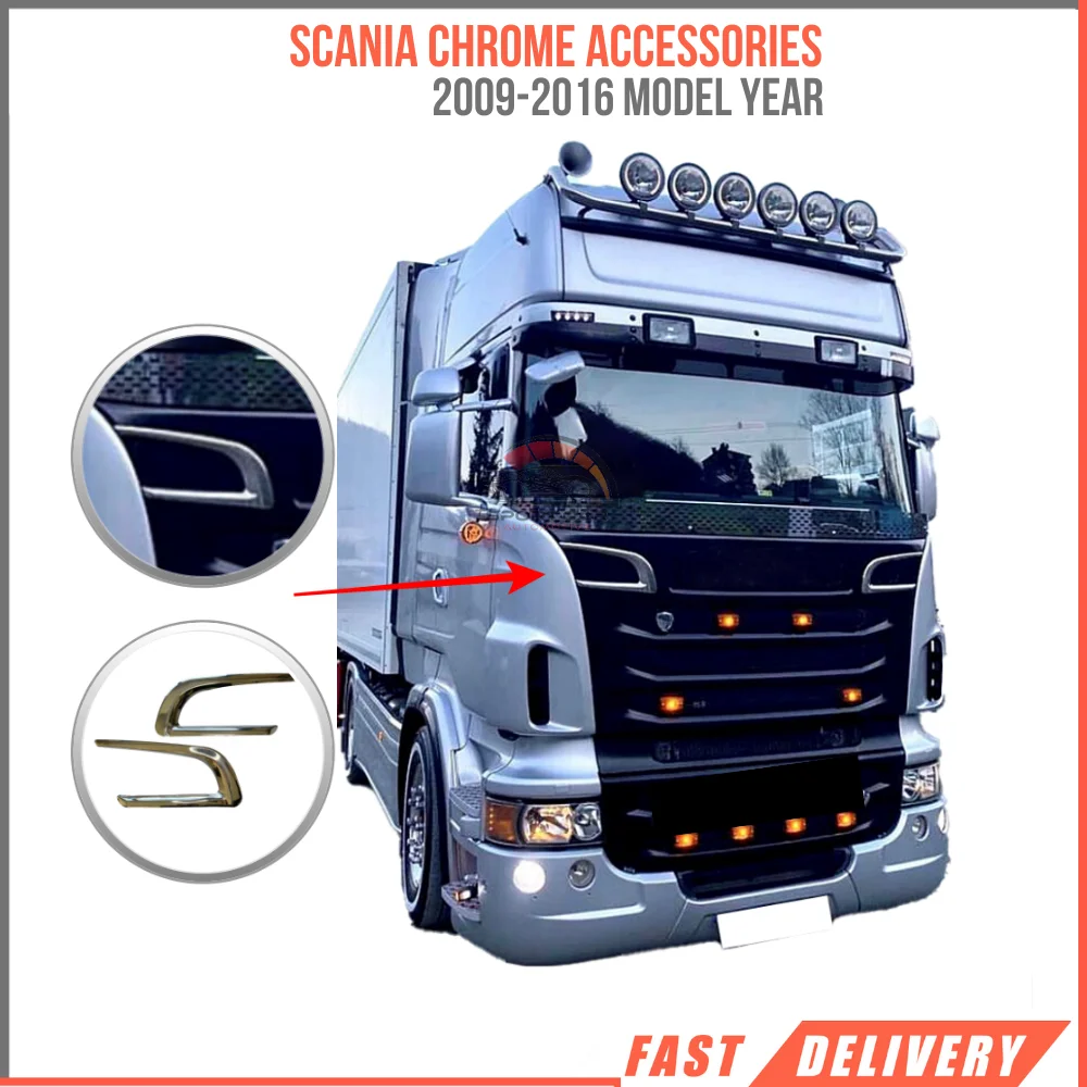 

Chrome Grill Trim Exterior Access For Scania Trucks Scania R-G Series 2009-2016 Year Stainless Steel Truck Modification