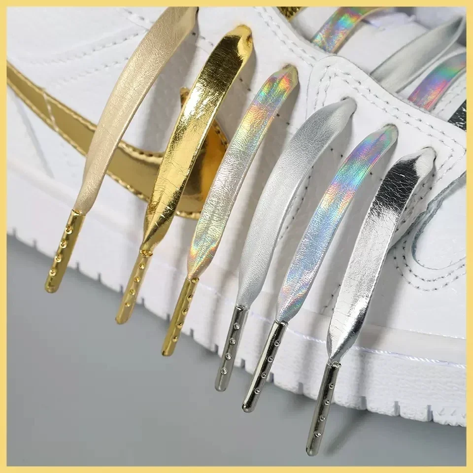 Lacets créatifs en peau de mouton PU souple, tendance, personnalité, cuir Laser, chaussures de Sport décontractées, basket-ball, AF1, sans élasticité, pour adultes