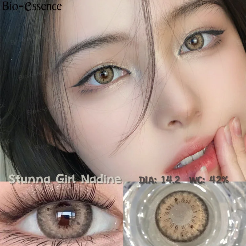 Bio-essence 1 Pair Myopia Lenses Korean Lenses Big Eye Lenses Colored Contact Lenses for Eyes Fog Pearl Lenses Natural Contact