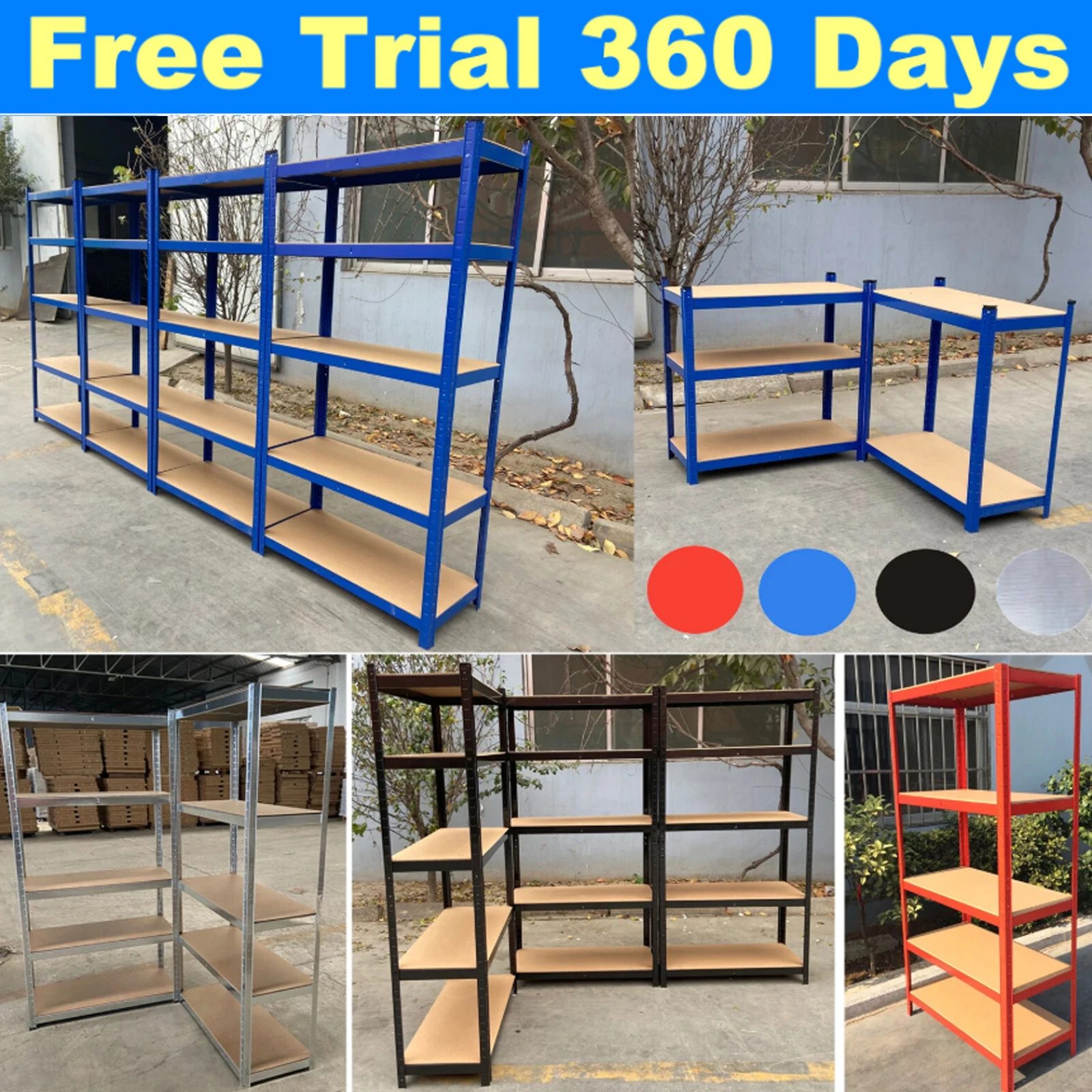 OEM 5 Tier Boltless Garage Shelving Unit Shed Warehouse Workshop Office Storage Supermarket Warehouse Home Attic Shelves Metal Racking, 875KG Capacity