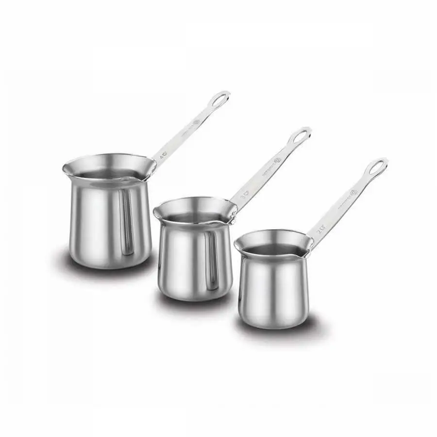 KORKMAZ A1232 Steama Coffee Pot Set 2-3-4 Cups 18/10 Stainless Steel for Stovetop Cezve