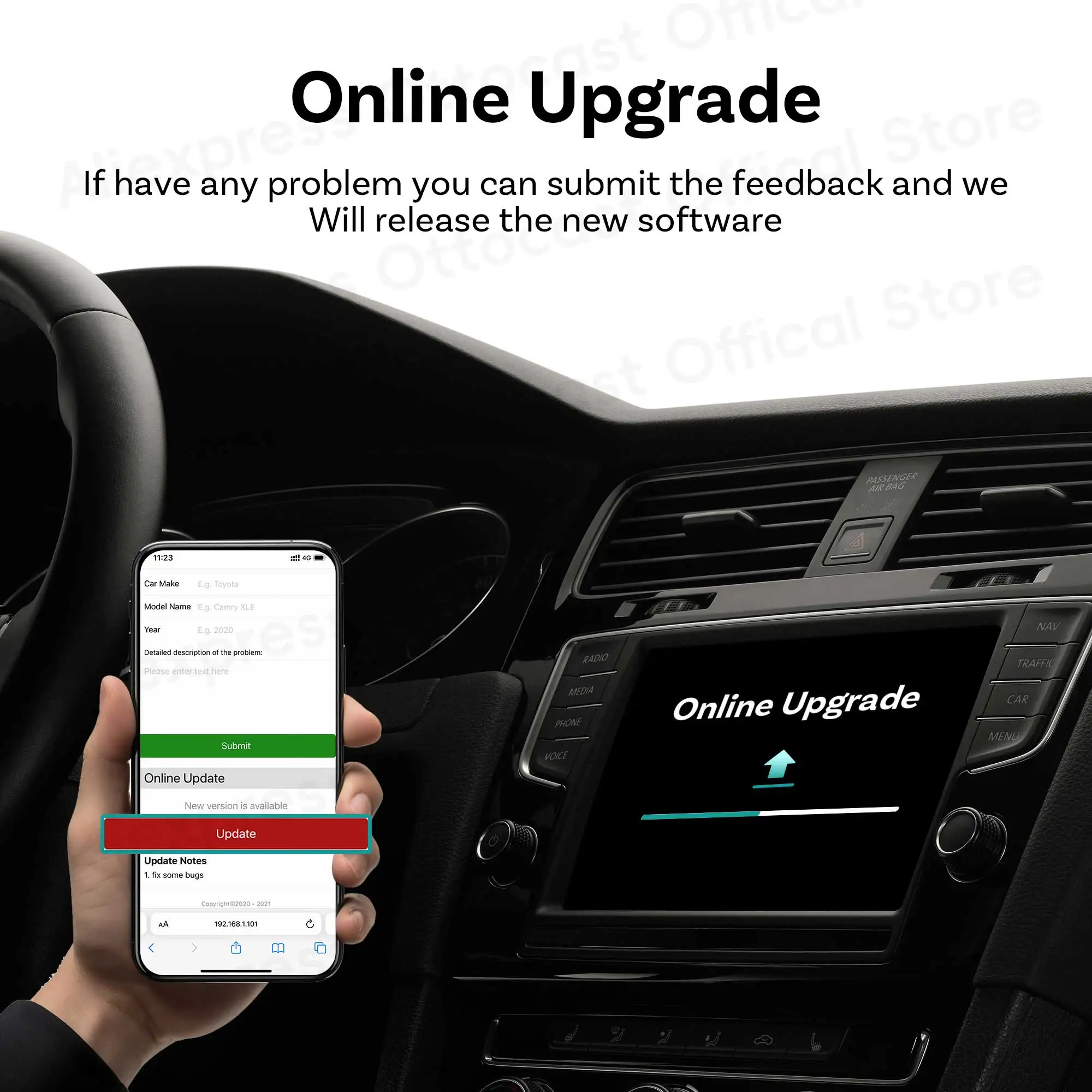 Ottocast 2026 Mini Core Kabelloser CarPlay Android Auto Adapter 2-in-1 3.0 Cube Dongle Auto-Zubehör für Kia Benz VW Toyota MG – Detail 8