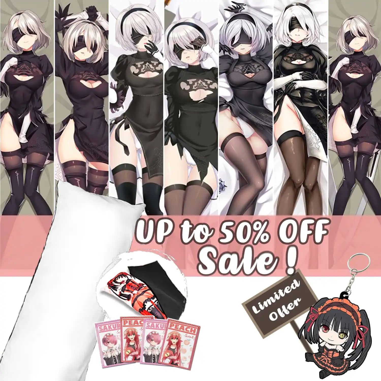 Hobby Express Anime Dakimakura Japanese Otaku Waifu Life Size Hugging Body Pillow Cover Case Doublesided NieR:Automata YoRHa