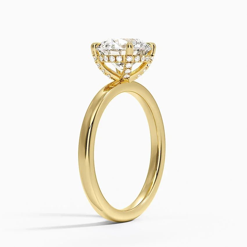 Round Cut Lab Grown Diamond Ring 9K/14K/18K Gold Lab Diamond Ring IGI Certified Stackable Wedding Band Classic Elegant Design