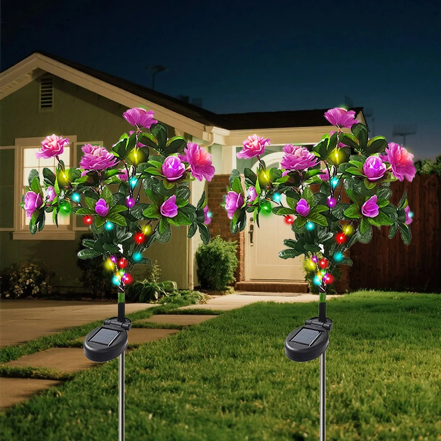 Solar Powered Bulb Garden Lights Daisy Shaped Outdoor Decorative Ground Plug-In Lights Solar Energy Landscape Lighting