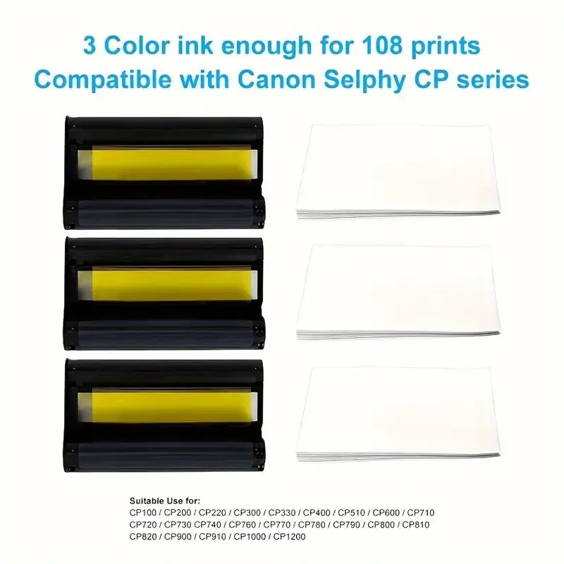 CP1500 Fotopapier für Canon Selphy CP1500 CP1300 CP1200 CP910 CP900 Fotodrucker KP-108IN Tinte 6 Zoll