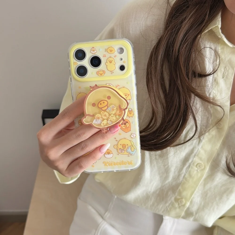 

Kawaii Fashion Cartoon Rilakkuma Magnetic Phone Case for iPhone 15 16 17 15 Pro 16 Pro 17 Pro Max Cover With Magsafe Stand Cases