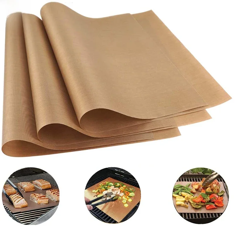 Feuille de tapis de cuisson 40x60cm ou 30x40cm, papier de cuisson antiadhésif réutilisable résistant à l'huile, feuille de revêtement de four résistante à la chaleur, tampon de barbecue 1/5/10 pièces