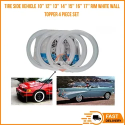 For Tire Side Vehicle 10 ''12'' 13'' 14 ''15'' 16 ''17 ''Rim White Wall Topper 4 Piece Set Auto Car Rubber Ring Affordable