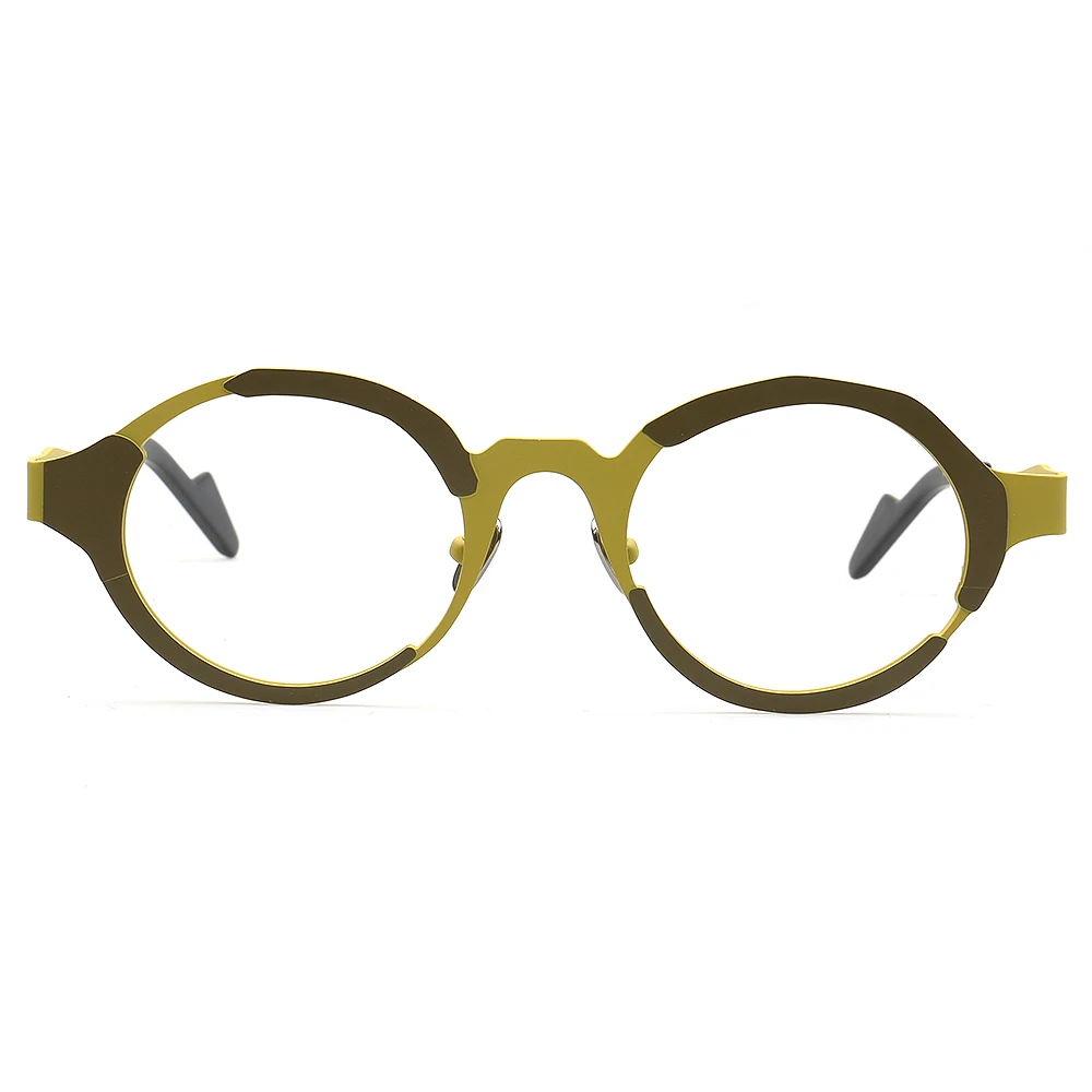 Funky Mens Round Titanium Eyeglasses Women Vintage Optical Glasses Frames Nerd Prescription Spectacles Oddball Eyewear Myopia