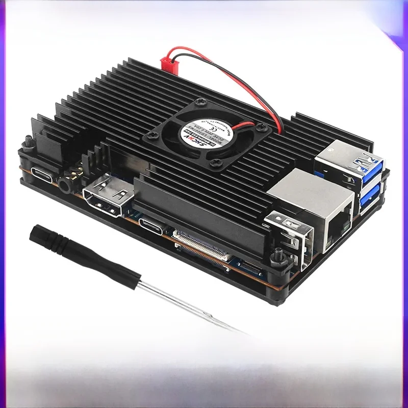 Orange Pi 5 koperta ze stopu aluminium aktywna i pasywna metalowa obudowa z wentylatorem chłodzącym opcjonalny zasilacz USB WiFi i Adapter BT — zdjęcie produktu 7