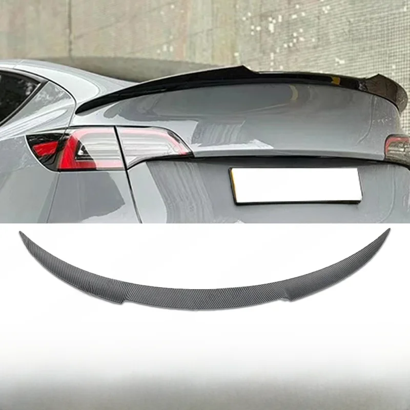 Dla Tesla Model Y 3 Highland Model 3 Spoiler Skrzydło ogonowe Tylna pokrywa bagażnika Spoiler Skrzydło Czarny i wzór z włókna węglowego Body Kit — 2