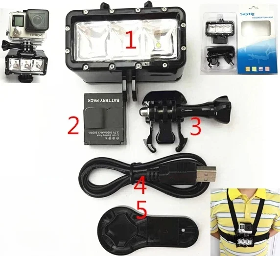 Podwodne wypełnienie światło LED lampa światła latarka nurkowanie dla Gopro Hero 9 8 7 5 sesja SJ4000 SJ8/9/10 Xiaomi yi 4k Mijia EKEN H9 — zdjęcie 2