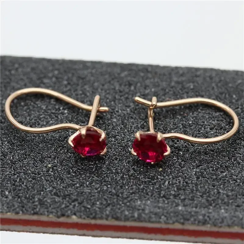 585 lila vergoldet 14k Roségold eingelegte Rubin ohrringe für Frauen süßes Licht Luxus Modeschmuck zu senden Freundin