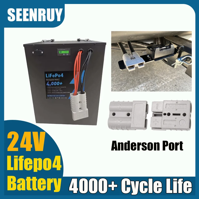 24V 180AH LIFEPO4 Battery LFP with BMS 150A 200A free charger for RV Forklift Sightseeing Vehicle Street Light  Wheelchair