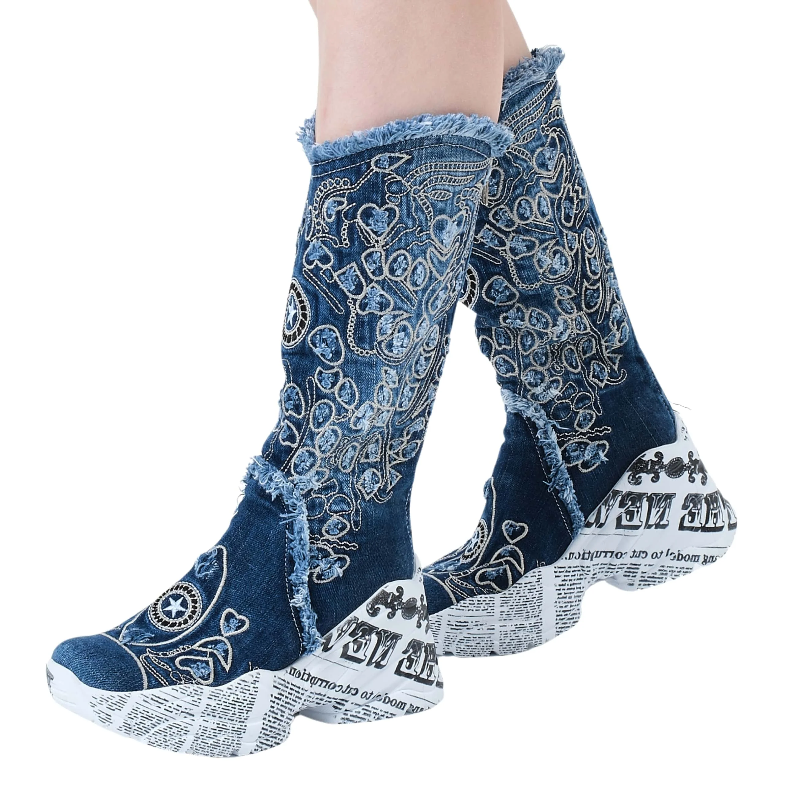 Denim Boots Shoes, Handmade Women's Sports Boots, Women's Sexy Boots, Heeled Boots, Sports High Boots, Platform Boots, Shoes Bir