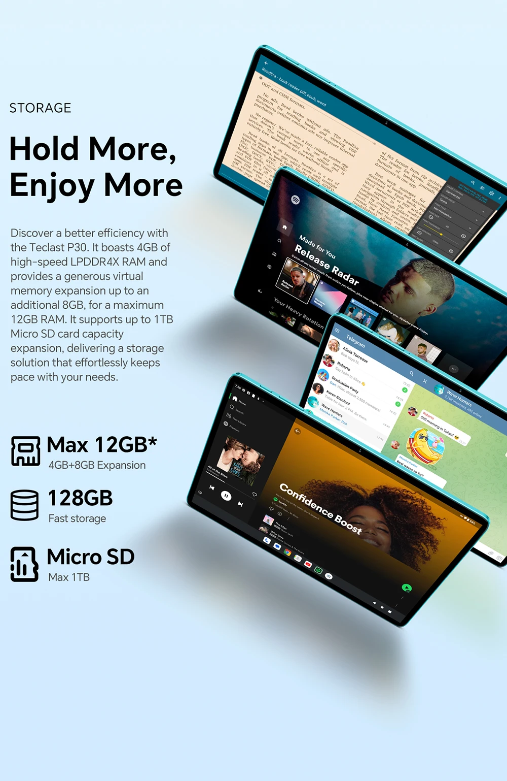 Teclast P30 Tablet 10.1 inch Android 16 12GB RAM 128GB ROM 1280x800 Unisoc T7200 Octa Core 6000mAh 5G&2.4G Wi-Fi