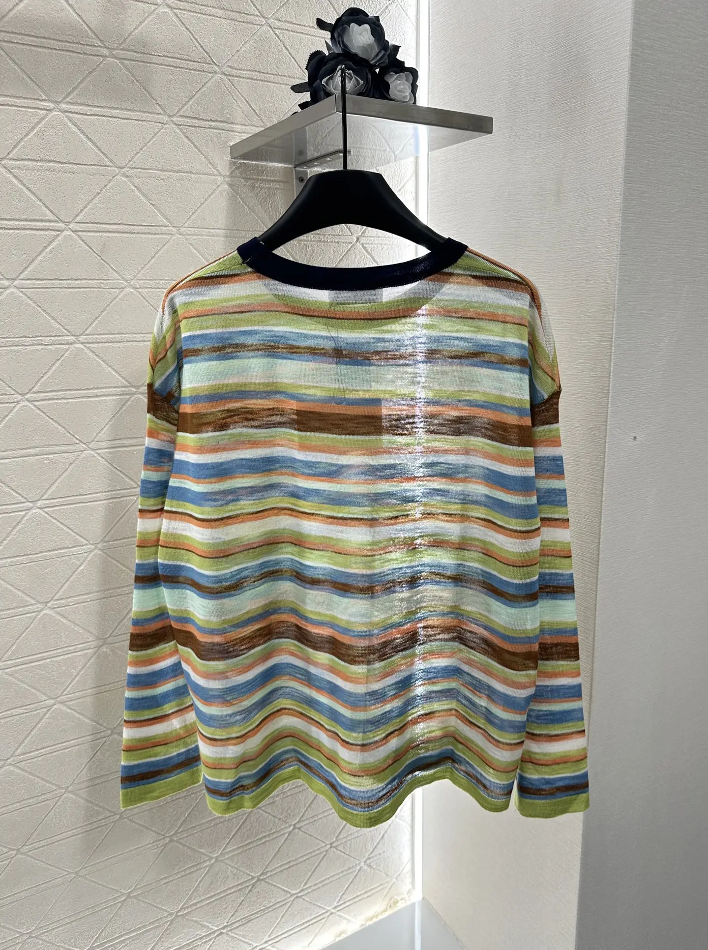 

2025 Summer New Colorful Striped Knitted Top Made of Wool Yarn Soft Comfortable Loose fit polo WYY-259